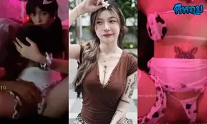 คลิปหลุดไทย น้องยูกิ yukii199 เอาใจแฟนหนุ่มจอมหื่นด้วยชุดบิกินี่ลายแม่วัวยั่วเย็-300x450